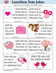 With Valentine's Day fast approaching, I thought I would create another set of fun lunchbox note jokes for the kids! Stick one in your child's lunchbox daily to give them a giggle and get them in the spirit of the holiday.