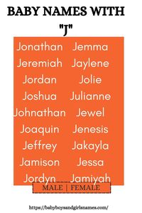 Here are some beautiful baby boy and girls name starting from letter J.