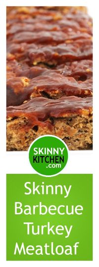 Skinny Barbecue Turkey Meatloaf. So delicious!!! Each generous, 3 slice serving has 252 calories, 3g fat and 6 SmartPoints. #meatloaf #smartpoints http://www.skinnykitchen.com/recipes/barbeque-turkey-meatloaf/