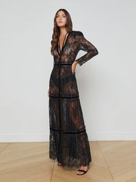 L'AGENCE - Poe Lace Maxi Dress in Black