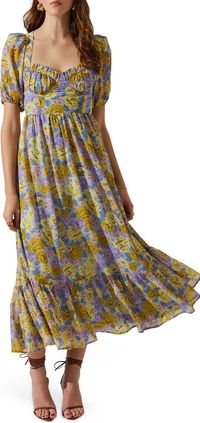 ASTR the Label Floral Sweetheart Neck Midi Dress | Nordstrom