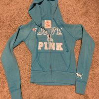 Pink Brand Half Zip Hoodie, In A Lovely Shade Of Blue. Never Worn.