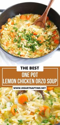 This lemon chicken orzo soup is so comforting made with wholesome ingredients including lemon, chicken and healthy vegetables. It’s easy to make for a weeknight dinner!