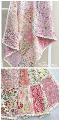 Crochet Trim Liberty Quilt, pattern by Tied with a Ribbon, how to crochet a trim on a quilt