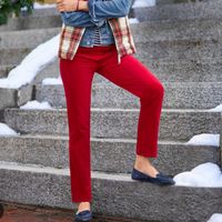 Nwt, Talbots Simply Flattering 5-Pocket Straight-Leg Cords In Red. So Soft & Stretchy. Fine Wale. 98% Cotton 2% Spandex Waist Laying Flat 14.5" Rise 9.25" Inseam 28.5"