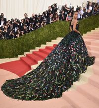 2016 - Zoe Saldana's peacock gown by Dolce & Gabbana at the Met Gala.