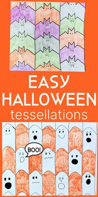 Learn how to make easy bat tessellations and ghost tessellations for a fun and spooky Halloween math art project for kids. Halloween tessellations is a good math art lesson for the classroom or for at home during the fall months when you need a good indoor boredom buster.