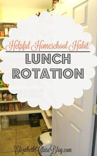 Simplify your homeschooling day by instituing a weekly lunch rotation.  Great ideas for using things in the pantry.