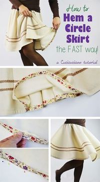 Does just the thought of hemming a curved edge scare you? It doesn’t have to! This is the easy way to hem a circle skirt in just 15 minutes with the help of bias tape! www.cucicucicoo.com