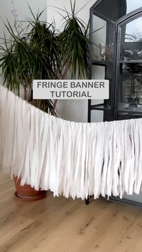 @lutzgohome | DIY fringe banner made out of $1 tablecloths