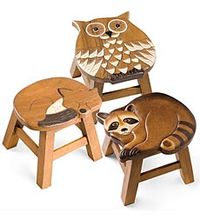 Hand Carved Wooden Animal Stools Wood be cute for a forest themed nursery