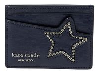 Kate Spade New York Starlight Patent Saffiano Leather Card Holder - Wallet Handbags : Navy Multi : Featuring an eye-catching rhinestone detailing, the Kate Spade New York Starlight Patent Saffiano Leather Card Holder is perfect to carry all your money and cards with style. The multiple compartments of the card holder offer you enough space while the compact size makes it easy to carry around. This leather wallet is designed for everyday use. Saffiano leather construction. One interior pocket. Fo