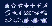 3d Holographic Stars Planets Set Y2k Stock Vector (Royalty Free) 2347264089 | Shutterstock