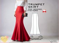 Full Length Trumpet Skirt Sewing Pattern, PDF Sewing Pattern Instant Download, Women Sewing Pattern, Plus Size Pattern, Modest Skirt -This product is trumpet skirt PDF pattern.  -After purchase, you will receive the product's documents via e-mail. It will be Zipped File. Open and download the file to your computer and 'Extract All'  -Find your size and sew it! When you purchase this pattern, you will receive a digital (pdf) sewing pattern and instructions. Once your payment processes, you will automatically receive a download links of pattern files. If you have any problem accessing the files, please don't hesitate to contact me.  IT IS A DIGITAL PRODUCT. -THIS IS A DIGITAL PRODUCT -YOU WILL RECEIVE ZIP FILE INCLUDING DOWNLOAD LINKS FOR THE PATTERN AND SEWING INSTRUCTION.  Due to the natur