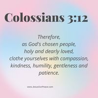 Therefore, as God's chosen people, holy and dearly loved, clothe yourselves with compassion, kindness, humility, gentleness, and patience.