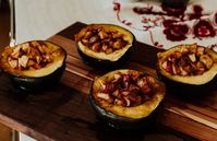 Stuffed Acorn Squash with Apples, Nuts and Cranberries