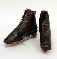 Ice Skates, Charriere a Paris: ca. 1862, French, leather boots decorated with stitching, skate blades.