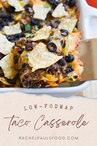 Dr. Rachel shares an amazing recipe for low-FODMAP Taco Casserole.  An easy, filling and nutritious family meal. Gluten-free, and IBS-friendly.