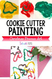 If you're all about your preschoolers, pre-k students, and kindergarteners exploring process art, then this simple cookie cutter painting is for you. This Christmas art project easy to set up in your classroom or at home. Click to see this plus more Christmas art activities for preschoolers.