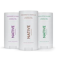 Brand: NativeFeatures: Aluminum Free - Native Deodorant isn’t a chemistry experiment, and is made without aluminum, parabens, phthalates, and talc. Natural deodorant contains naturally derived ingredients.Effective Protection - We tested thousands of ingredients before finding a recipe that feels light and fresh under your arms, but provides you with effective protection against odor.Goes on Easy - Native Deodorant is a solid deodorant that you can apply easily. We also use both safe, synthetic, sustainable fragrances (free of phthalates) and natural fragrances.Cruelty Free - Native Deodorant never tests on animals, except humans who volunteer to try Native Deodorant.For Men and Women - Native's high performance award winning formula is strong enough for both men and women. All you have to