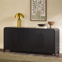 Dinner parties just got a whole lot more chic. Enter: the Modern 64" Sideboard with Rounded Edges, a storage solution that’s easy on the wallet and even easier on the eyes. The curved, waterfall edges make this sideboard stand out from the rest, and statement wooden pulls make a subtle statement that’s both modern and sophisticated. The generous surface area gives you plenty of space to style art, vases, family photos, and more, while the inner shelves conceal everything from dishes and serving