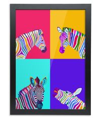 Framed A2 Fine Art Print - Portrait/Black zebras