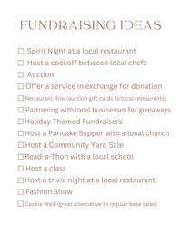 A short list of a few easy fundraising ideas!