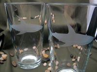 2 Shark Etched Pint Glasses by DancesWithMonsters on Etsy, $33.00