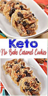 Here is a quick & easy homemade NO BAKE keto cookie recipe. If you are looking for a delicious, tasty cookie for a low carb diet then try this one out. Yummy caramel keto cookie recipe that is great for a grab & go breakfast, dessert, snack or treat. With a few ketogenic essential ingredients you can make these amazing caramel NO BAKE cookies. Keto friendly & the BEST cookie idea. Caramel Chocolate Chip keto cookies. Learn how to make keto cookies now :)