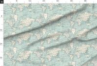 Soft Blue and cream map Fabric | Spoonflower