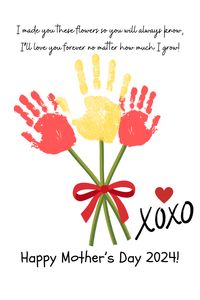 Mother's Day Handprint Craft Activity for Kids - Printable Art project for babies, toddlers and preschoolers to celebrate mom! #mothersday #mothersdaycraft