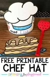 Free Printable Chef Hat Perfect for playtime, literacy snacks, cooking class or helping in the kitchen at home. #dramaticplay #kidsinthekitchen #litetacysnack #kindergarten #preschool