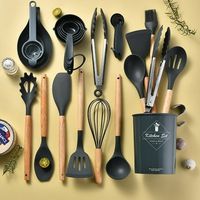 The 34-Piece Silicone Kitchen Utensils Set is a comprehensive cooking tool collection featuring items like food tongs, egg beater, spatulas, colander, and more. Made of high-quality, food-grade silicone that can withstand temperatures up to 446F/230C, these utensils are BPA-free and safe for cooking. They come with wooden handles to prevent heat transfer, ensuring a comfortable grip. The set is durable, scratch-resistant, and won't damage non-stick cookware. It's a versatile set that eliminates