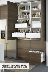 IKEA SEKTION cabinets help you find a space for everything in your kitchen! Drawers within drawers create ample storage without adding clutter, and built-in dampers ensure that drawers close smoothly and quietly.