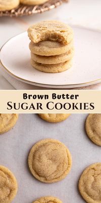 Whip up a batch of these super simple and delicious brown butter sugar cookies. They are crispy on the outside with a soft chewy inside, and a delicious rich and nutty flavor.