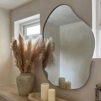 Ava - Ecru Metal Pond Shaped Irregular Wall Mirror 100cm x 70cm