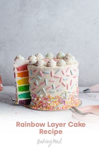 This stunning rainbow cake would be a very impressive birthday or celebration cake. It takes a little time but is definitely worth it, wow your friends and family with this show stopper!