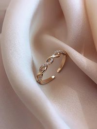 Rhinestone Decor Cuff Ring Yellow Gold    Copper     Women Fashion Jewelry, size features are:Bust: ,Length: ,Sleeve Length: