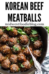 Baked Korean Beef Meatballs | Midwest Foodie | Quick and easy hand rolled, homemade baked meatballs simmered in a flavor forward Korean inspired sauce. Serve with brown rice for dinner or with toothpicks as a tasty appetizer at your next party! #midwestfoodie