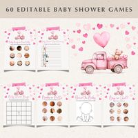 A Little Sweetheart Baby Shower Games Bundle, Gender Neutral Valentine Baby Shower Games, February Hearts Love Baby Shower Bingo Games BS77