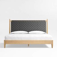 Rio White Leather and Wood Queen Bed Frame + Reviews | Crate & Barrel