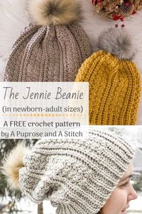 A FREE crochet pattern for this knit-look slouchy style crochet pattern, in sizes newborn- adult. #crochet #crochetpattern #freepattern #freecrochetpattern #crochetbeanie #freecrochetbeanie #pattern #babybeanie #newbornbeanie #childbeanie #toddlerbeanie