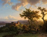 Barend Cornelis Koekkoek - Summer Wooded Landscape With A Castle