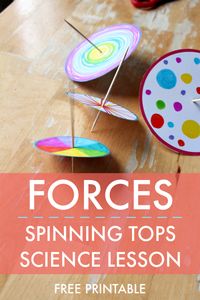 Easy forces science lesson plan with free spinning tops printable - NurtureStore