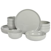 PRICES MAY VARY. WHAT'S IN THE BOX: Service for 4 that includes 4 of each of the following: 10.5” Dinner Plates, 7.75” Dinner Bowls, and 6” Cereal Bowls CARE INSTRUCTIONS: Dishwasher and microwave safe AB-GRADE PORCELAIN: a durable, lightweight, BPA-free, and heat-resistant material made from 100% natural minerals. These qualities allow for a versatile everyday use CONTEMPORARY DESIGN: a classic pearl porcelain combined with a contemporary black lip to create a sleek and aesthetically pleasing s