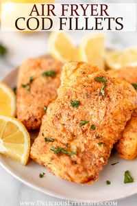 This easy recipe for crispy Air Fryer Cod can be made in 30 minutes or less and uses much less oil than traditional recipes for fried fish. The cod fillets come out of the air fryer crispy and flavorful. Air frying is a quick, healthier method for cooking a family-friendly meal.