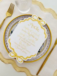 Hand drawn bows, hand written menus