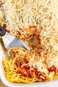 Turn simple ingredients into a comfort food masterpiece with this easy recipe for Spaghetti Pie made with ground beef and plenty of cheese.