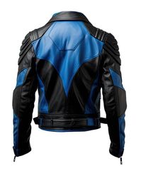 Men Black & Blue Leather Jacket Genuine Lambskin Handmade Biker Coat | eBay