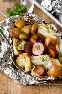 Cabbage and Sausage Foil Packets